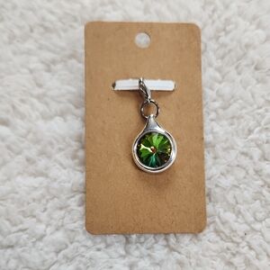 Elegant Silver and Green Pendant Zipper Pull Handmade Swarovski Crystal